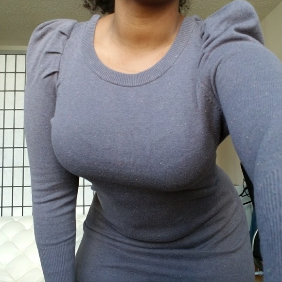 H&M puff sleeve Sweater Mini Dress grey - Picture 3 of 8